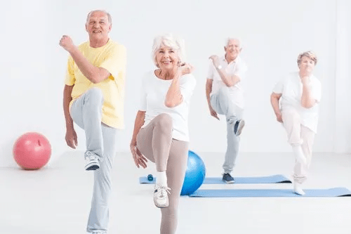 Aerobic exercise for seniors at home.